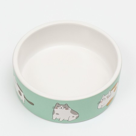 Ceramic "Kotsy" bowl 300 ml 12.5 x 4.5 cm, white-green-3