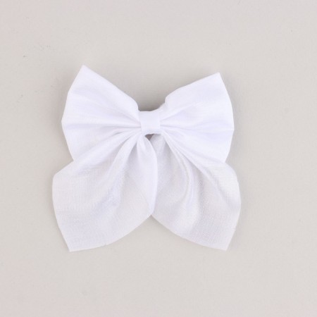 Hair bow White School "Fairy" on a hairpin, 11.3 x 12.6 cm-2