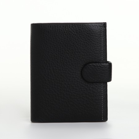 Male purse on 3 in 1 button, department for car documents, passports, black color