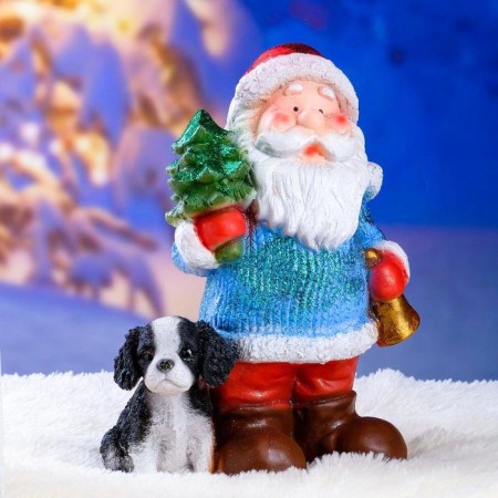 New Year's figure "Santa Claus with a Christmas tree" with sparkles 37cm-3