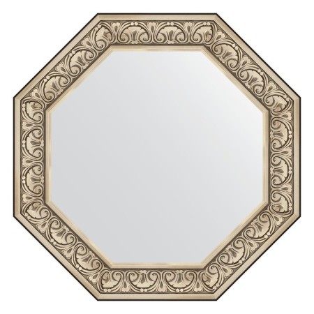 Mirror in the baguette frame, baroque silver 106 mm, 80.4x80.4 cm