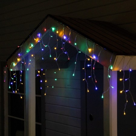 Garland "fringe" 3 x 0.6 m, IP44, transparent thread, 114 LED, glow of multi, 8 modes, solar battery-1