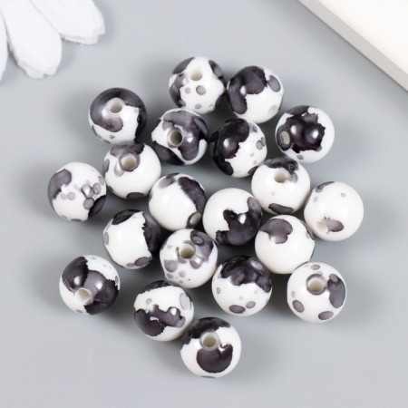 Beads for creativity plastic "Spray paint. Gray on white" set of 20 g 1.2x1.2 cm-1