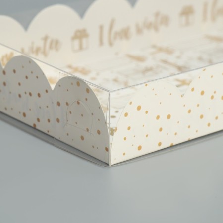 Box for confectionery with PVC lid "I Love Winter", 10.5 x 21 x 3 cm, New Year-2