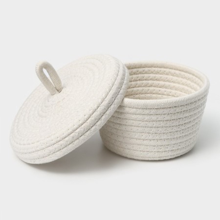 Basket for storage ladled handmade LadOM "Bell", 16 × 16 × 12 cm, beige color-4