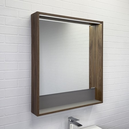 Mirror Comforty Tomari 70, with backlight, dark brown oak color