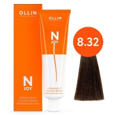 Cream-color hair Permanent Ollin Professional N-Joy, tone 8/32, light blond golden purple, 100 ml