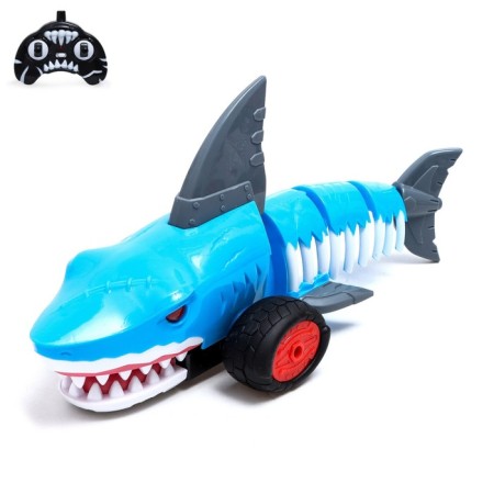 Radio -controlled “White” shark, works from batteries, blue color