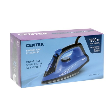 Iron CENTEK CT-2360, 1600 W, anti-stick sole, 200 ml, black-blue-7