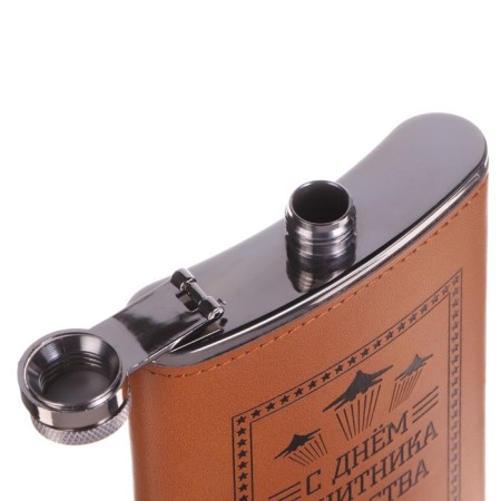 Flask for alcohol and water, 270 ml, "defender", stainless steel, gift, 9 oz-3