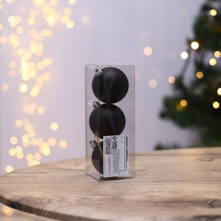 New Year's Christmas Balls “with NG, Kruch”, for the New Year, plastic, d = 6, 3 pcs., Black color-4