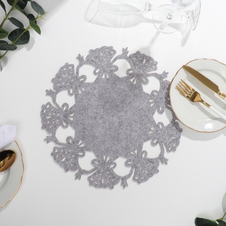 Napkin New Year's decorative shade "Bells", gray color, D 30 cm, felt