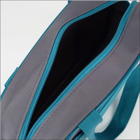 Lightning bag, external pocket, textura, gray/turquoise color-4