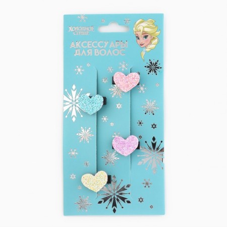 Hair hair clip, 4 pcs, 2 cm, cold heart