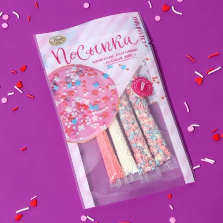 Sprinkling confectionery "Parf", pink mix, 20 g-1