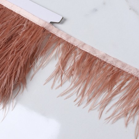 Braid with ostrich feathers, 8-10 cm, 5 ± 0.5 m, salmon color-1