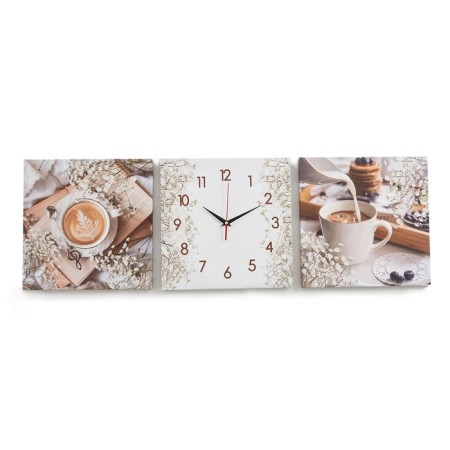 Carty clock is wall-mounted, modular "coffee", silent, 35 x 110 cm, triptych-1