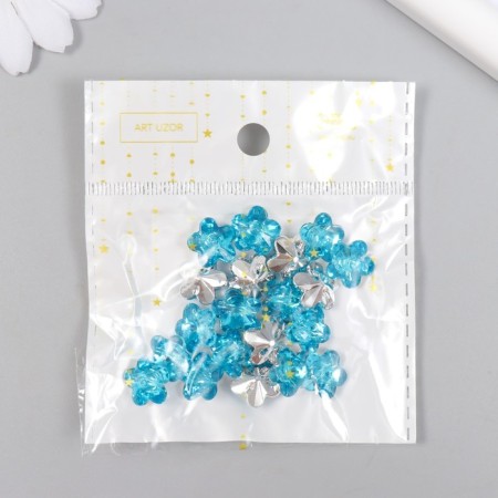 Buttons plastic for creativity 1 Process "Flower of rhinestones. Blue" set 20 pcs d = 1.2 cm-4