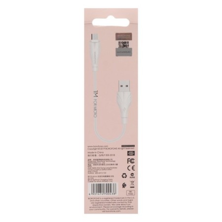 Cable Borofone BX18, Micro USB - USB, 2.4 A, 1 m, white-3