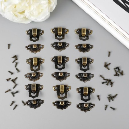 Castle metal for bronze casket + nails. set 10 pcs 2.9x3 cm-2