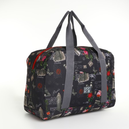 Road bag with lightning, external pocket, gray color