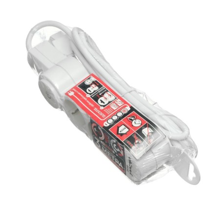 Duwi extension cord, 3 outlets, 3 m, 10 a, 2200 W, PVS 3x0.75 mm2, with salary, with a switch, white-2