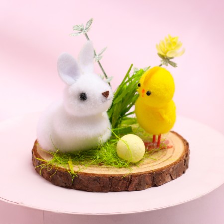 Easter decor "Bunny and chicken in a clearing" 8 × 8 × 7 cm-2