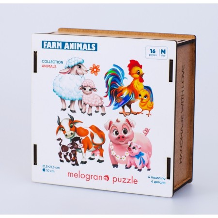 Figure puzzle "Farm", 4 puzzles, 21.5 × 21.5 cm
