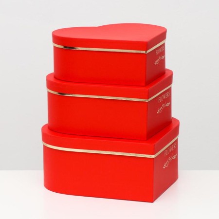 A set of boxes 3 in 1 "heart" red, 28.5 x 26 x 11 - 23.5 x 21 x 8.5 cm-1
