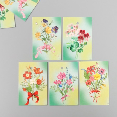 Cardboard "Flowers 15" set 10 pcs (5 types) 4x6 cm