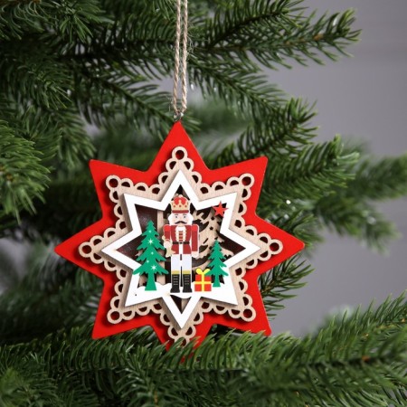 Christmas tree toy "Star with a Nutcracker", from batteries, a glow of warm white-1