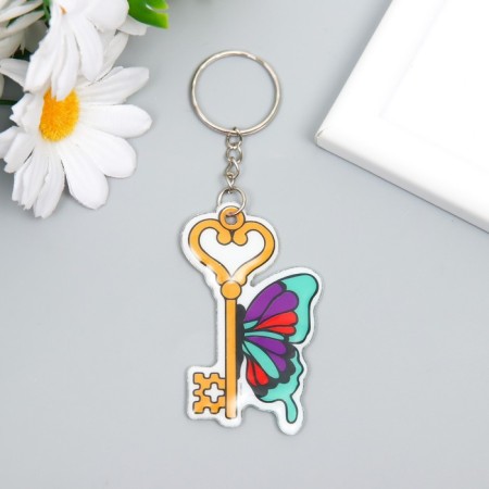 PVC keychain "Key with a butterfly" 6.2x3.8 cm