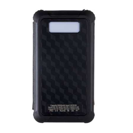 External battery 20,000 mAh, 10 W, with a folding solar panel, black