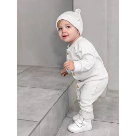 Children's overalls with a fashion cap, height 86 cm, milk color-2