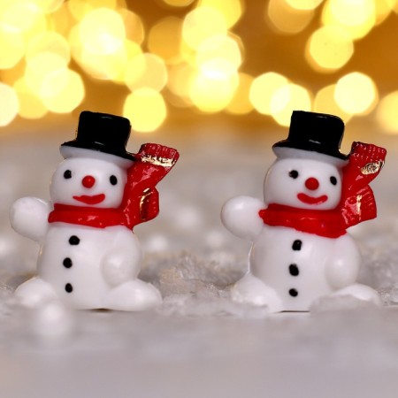 Miniature Puppet "Snowman with a scarf", set 2 pcs., Size 1 pc. - 3.3 × 2.7 cm