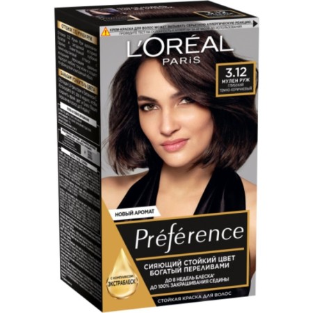 Hair dye L’Oreal Preference Recital "Moulin Rouge", tone 3.12, deep dark brown