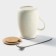 Ceramic mug with a wooden lid and spoon "Patty", 350 ml, MIX drawing