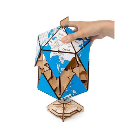 Designer Wooden 3D Ewa Globe Icosahedron with a secret (box, safe) blue-25