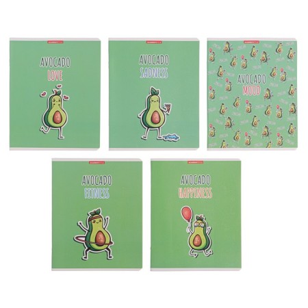 Notebook of 48 sheets in the cell "Avocado Life", cover coated cardboard, UV-fluid, texture, block offset, mix