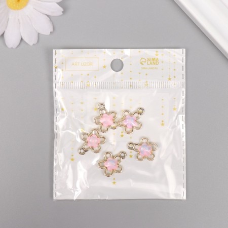 Decor for creativity Metal "Flower" gold, pink 1.8x1.5x0.5 cm-3