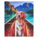 Diamond mosaic with partial filling on the canvas "Dog in a boat", 50 x 60 cm