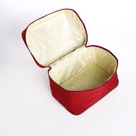 Cosmetic bag with lightning, burgundy color-2