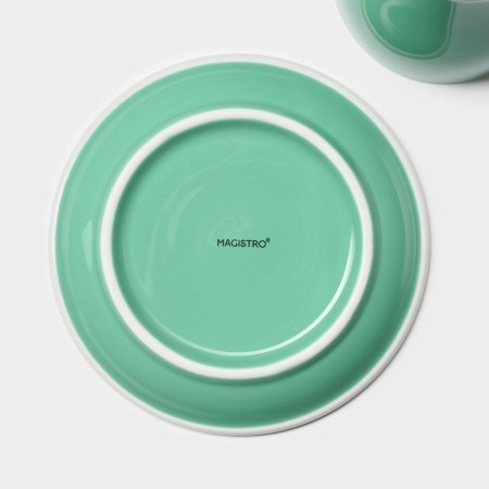 Coffee steam porcelain Magistro Coffee Time, 2 objects: a cup 280 ml, a saucer d = 15.5 cm, the color is turquoise-6