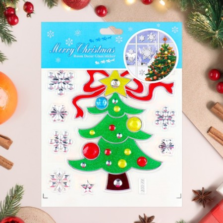 Stickers on the windows "New Year" Christmas tree, snowflakes, 21.5 x 16.5 cm-1