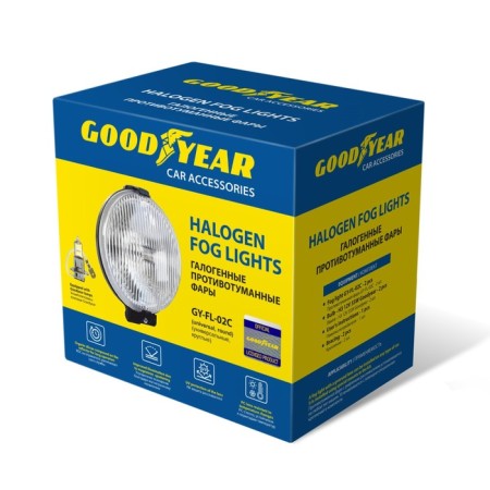 Фары противотуманные галогенные универсальные Goodyear, с лампами, GY-FL-02C, H3 12V, 2шт.-3