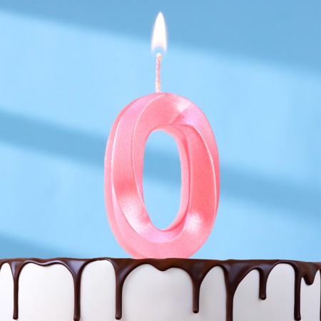 Candle in the Cake "Fine", number "0", pink metallic, 6.5 cm