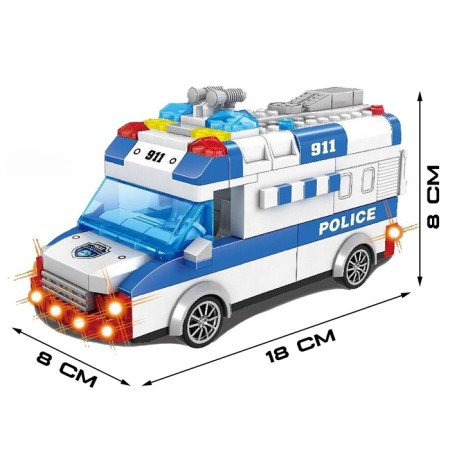 Constructor Block Inertial Police Furgon, Light, Sound, 68 parts-1