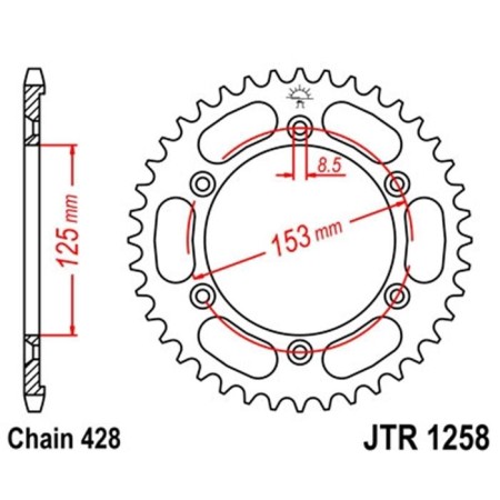 Leading star, JT1258.54, chain 428, 54 teeth
