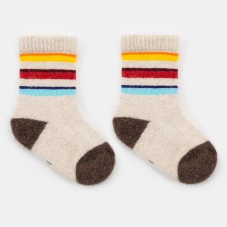 Nosk children from Mongolian wool "colored stripes", white color, size 16-18 cm (4)