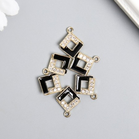 Decor for creativity metal, enamel, rhombs "rhombus" gold with black 1.7x2.2 cm-1